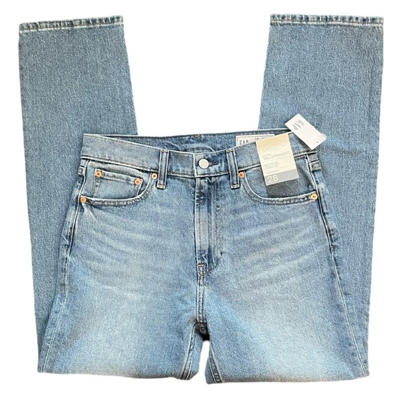 GAP 90s High Rise Straight Denim Jeans Medium Blue Indigo Wash Sz 28/6 Short NEW - Picture 7 of 13